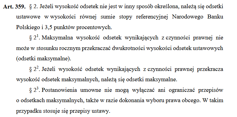 Art. 359 Ust. 2 - ustawowa regulacja maksymalnej kwoty odsetek
