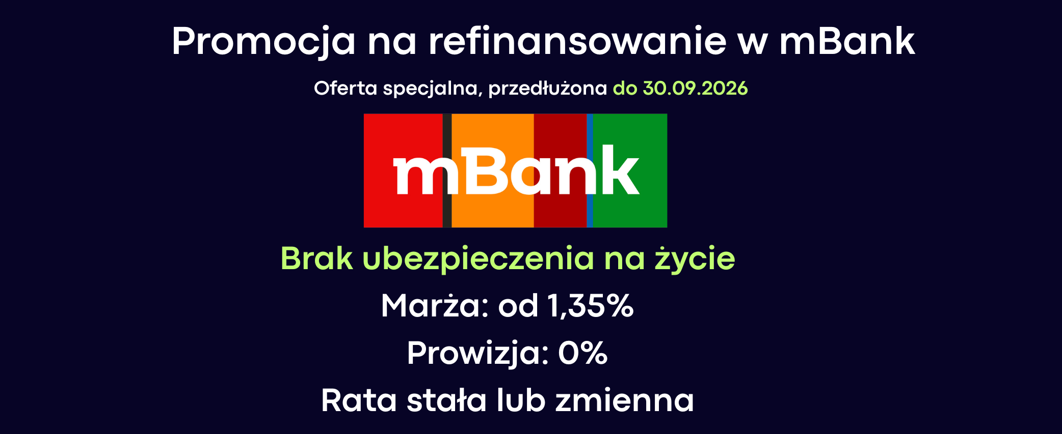 Promocyjna oferta refinansowania w mBank- do 30.09.2026